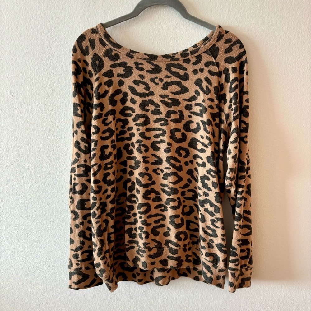Cheetah Leopard Animal Print Long Sleeve Shirt L